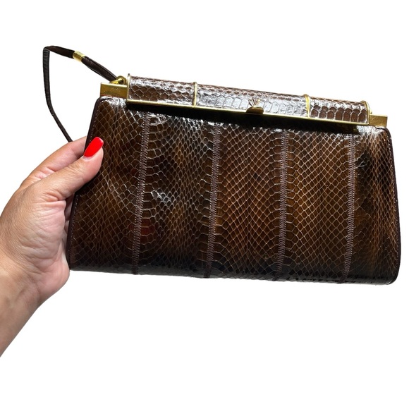 Vintage Glam: 1950's Authentic Snake Skin Handbag pre owned good condition - Picture 3 of 15